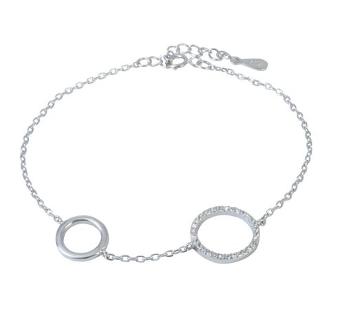 Armband Kreis mit Glitzer 16 cm + 3,5 cm Verlängerung rhodiniert 925 Silber