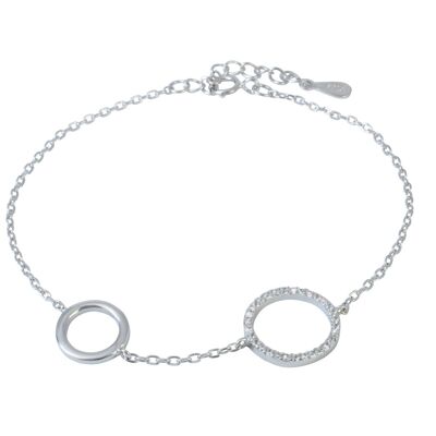 Armband Kreis mit Glitzer 16 cm + 3,5 cm Verlängerung rhodiniert 925 Silber
