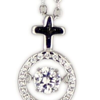 Kette Kreuz Dancing Diamond rhodiniert 925 Silber 45 + 3,5 cm Verlängerung