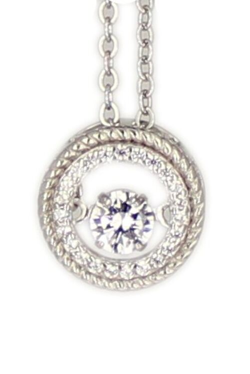 Kette runder kleiner Zirkonia Dancing Diamond rhod.925 Silber 45 cm + 3,5 cm