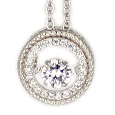 Kette runder kleiner Zirkonia Dancing Diamond rhod.925 Silber 45 cm + 3,5 cm