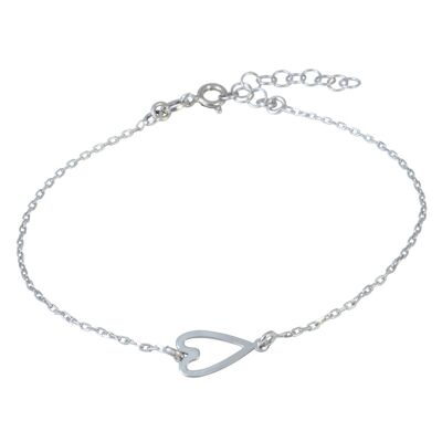 Armband Cut out Herz 925 Silber rhodiniert 17 cm + 3 cm Verl.