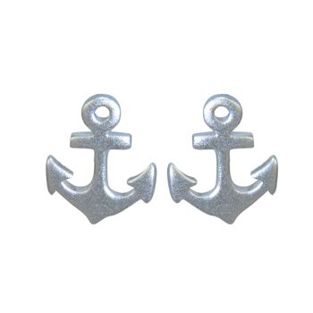 Clous d'oreilles ancre grand argent 925 mat