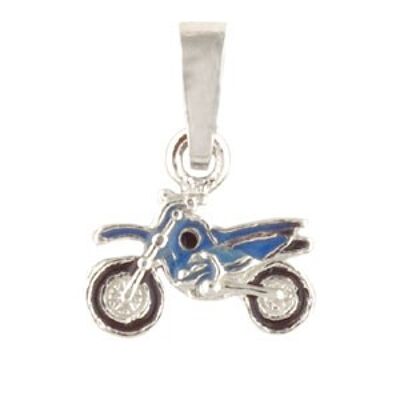 Motorrad Anhänger blau 925 Silber