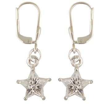 Boucles d'oreilles étoile cristal blanc argent 925