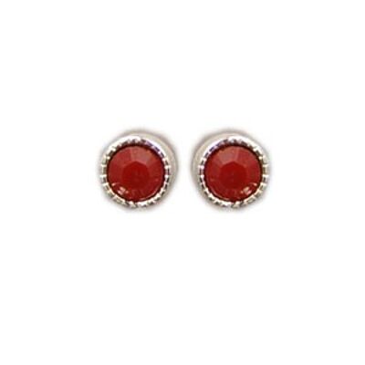 Ohrstecker Kristall 3mm in Dark Red Coral