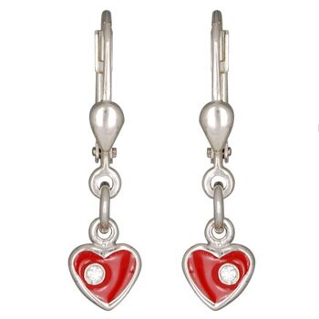 Boucles d'oreilles coeur rouge avec zircone argent 925 e-coat