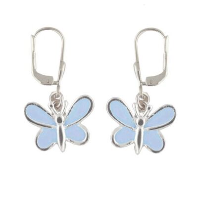 Schmetterling Ohrhänger hellblau 925 Silber