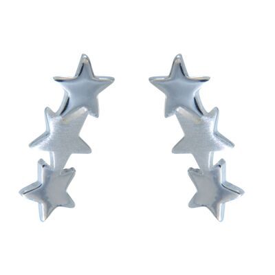 Ohrstecker Dreigestirn 925 Silber, ein Stern mattiert e-coated