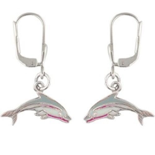 Ohrhänger Delphin grau/weiß 925 Silber