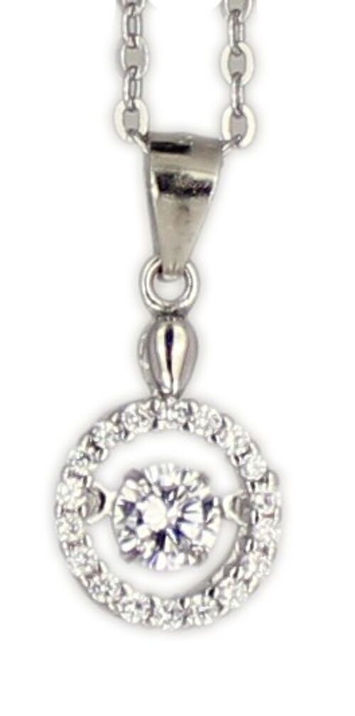 Kette 10mm Dancing Diamond rhodiniert 925 Silber 45 cm + 3,5 cm Verlängerung