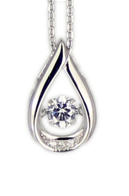 Kette Tropfen Dancing Diamond rhodiniert 925 Silber 45 + 3,5 cm Verlängerung
