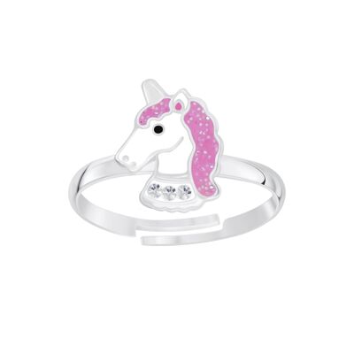 Ring Einhorn Glitzer 925 Silber e-coated