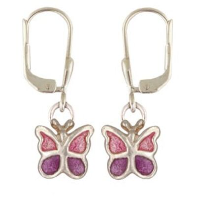 Ohrhänger Schmetterling lila/pink 925 Silber e-coating