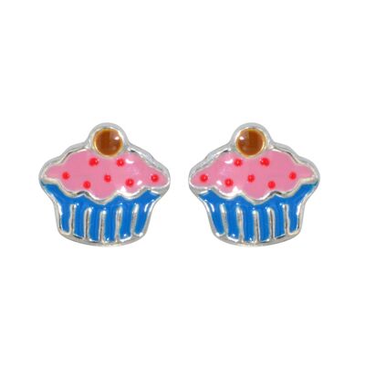 Ohrstecker Cupcake 925 Silber e-coated