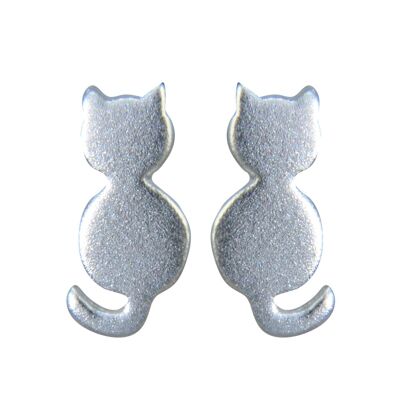 Ohrstecker Katze gebürstet 925 Silber