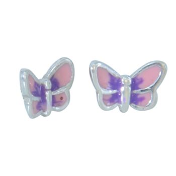 Clous d'oreilles papillon lilas-rose Argent 925 e-coat