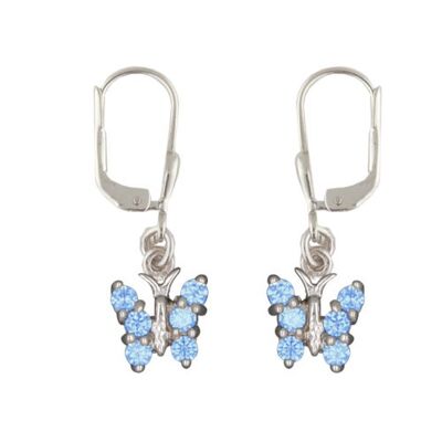 Ohrhänger Schmetterling  mit blauen Kristallen 925 Silber