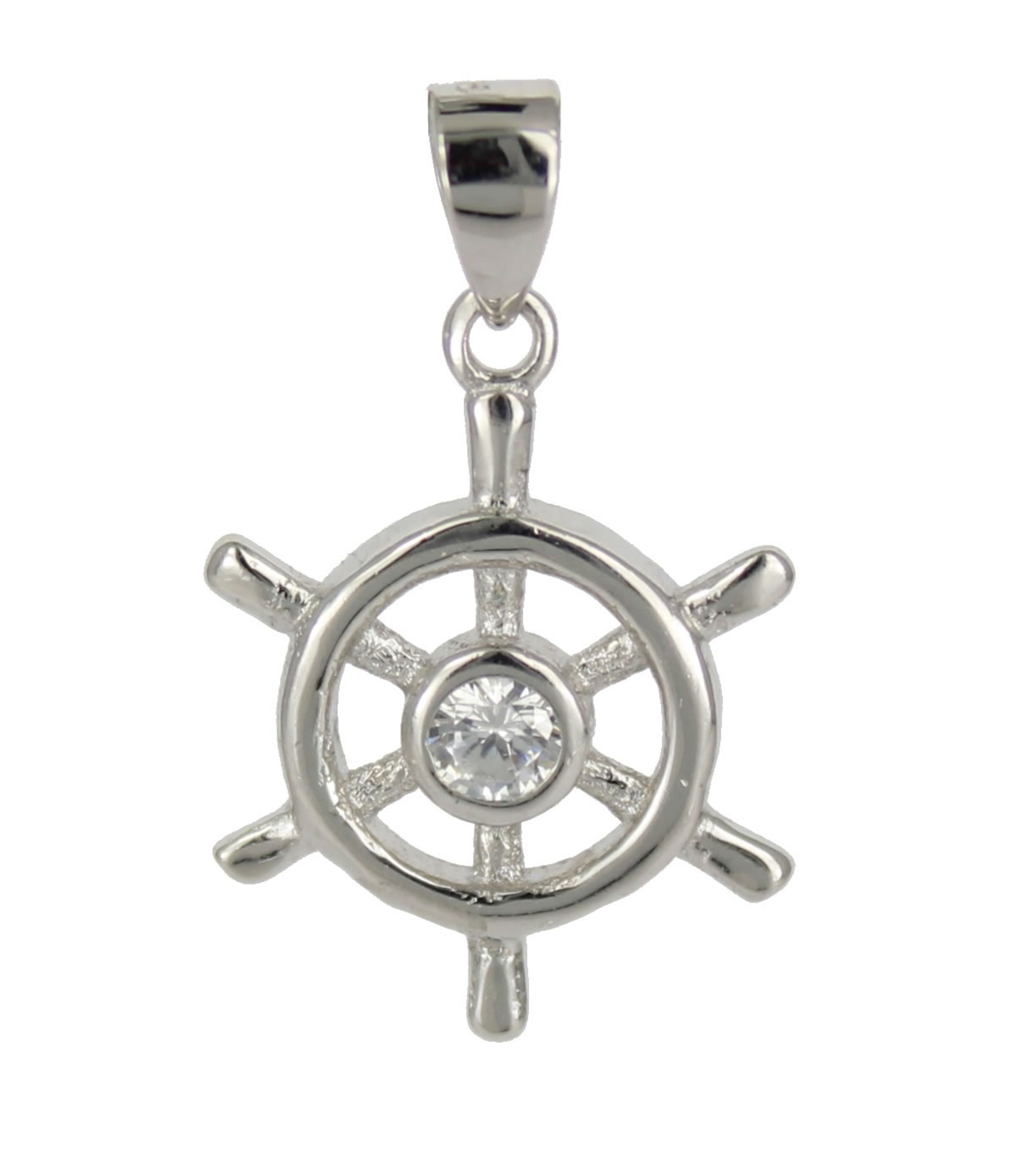 Buy wholesale Medium steering wheel pendant with white CCZ 925 silver