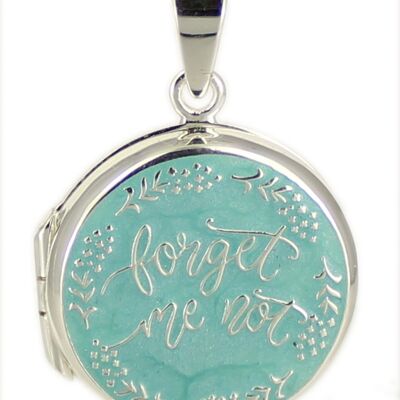 Anhänger Medaillon "forget me not" rund babyblau 925 Silber