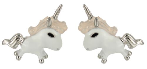 Ohrstecker weißes Einhorn Mähne rosé 925 Silber