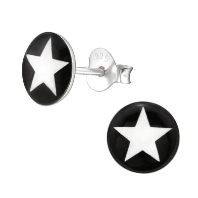 Ohrstecker Button STAR 925 Silber e-coated