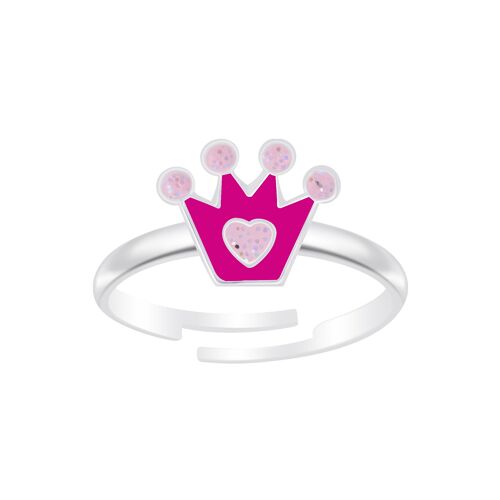 Ring Krone pink 925 Silber e-coated