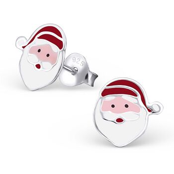 Clous d'oreilles tête de Père Noël argent 925 e-coat