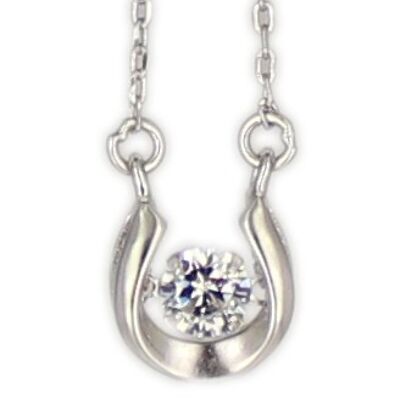 Kette Hufeisen Dancing Diamond rhodiniert 925 Silber 45 + 3,5 cm Verlängerung