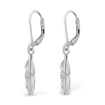 Boucles d'oreilles plumes argent