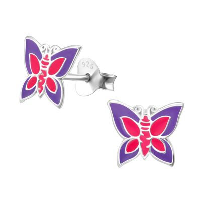 Ohrstecker Schmetterling lila pink 925 Silber