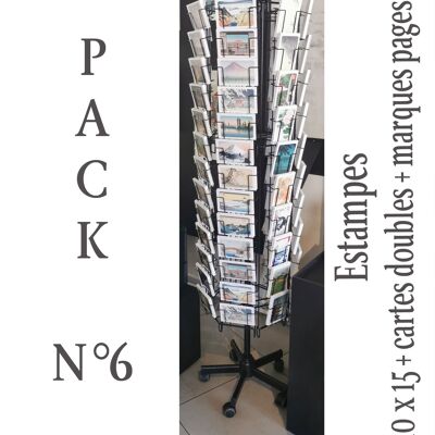 Paket 6: Postkarten und Lesezeichen mit japanischen Drucken x15 + Doppelkarten mit japanischen Drucken und japanischen Szenen x6 + 6-seitiges Display