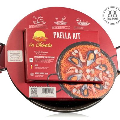 Kit Paella con Paellera da 30 cm adatto per piano cottura in vetroceramica e induzione