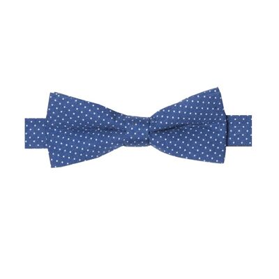 ATLAS II - DOTTED COTTON BOW TIE - BLUE AND WHITE