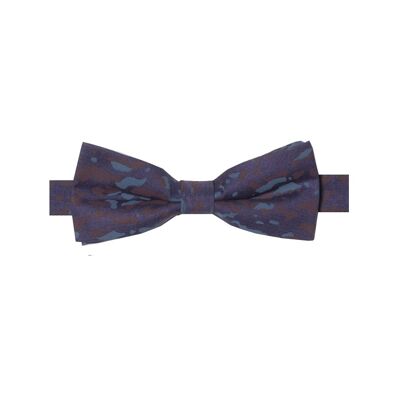 Arès - noeud papillon coton à motif camo – bleu, mauve et marron
