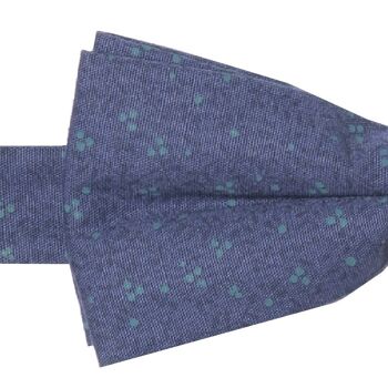 Hersé - noeud papillon coton à micro-motif - bleu et vert 2