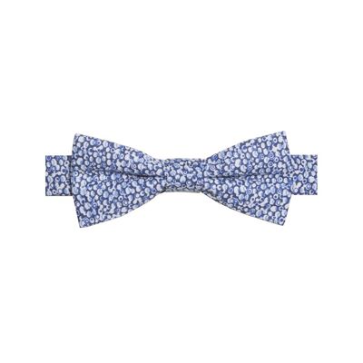TYCHÉ - BUBBLE-PATTERN COTTON BOW TIE - BLUE AND WHITE