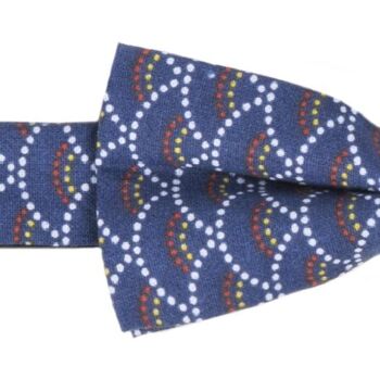 Palémon - noeud papillon coton à motif ondulations – bleu, blanc, rouge et jaune 2