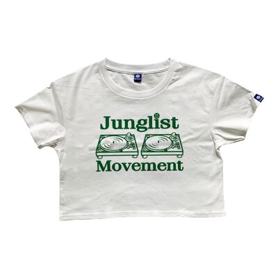 Womens Junglist Movement 100 % Cotton Heavyweight Crop top Tees ( White )