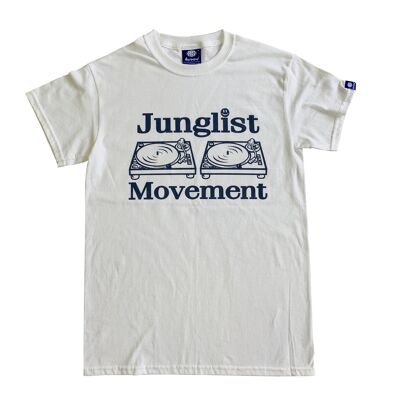 Junglist Movement T-shirt (White with Blue Print)