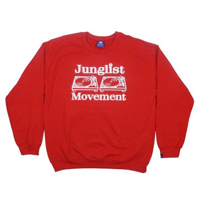 Junglist Movement - Heavyweight Sweatshirt Red With White Screen Print