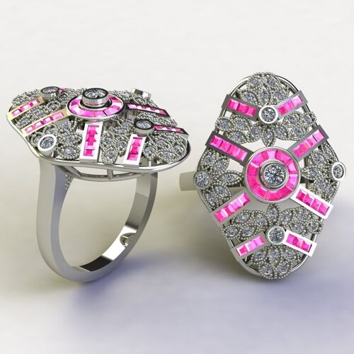 Pink sapphires and diamonds