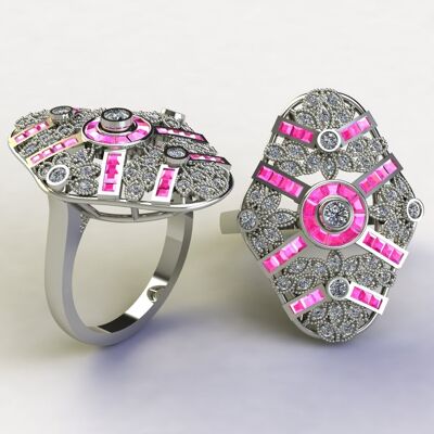 Saphirs roses et diamants