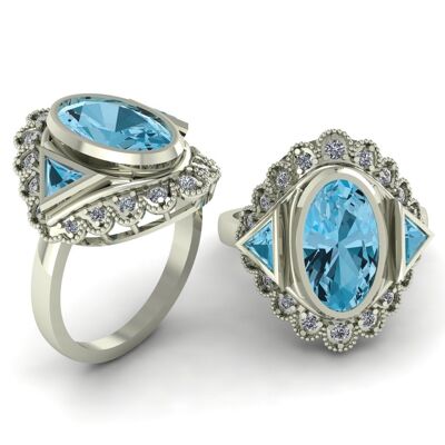 Topaze bleue et diamant