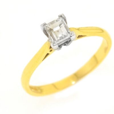 18ct yellow and white gold ring with .50 carat diamond.