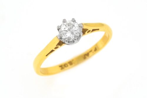 18ct Gold Ring with Platinum Setting and Diamond