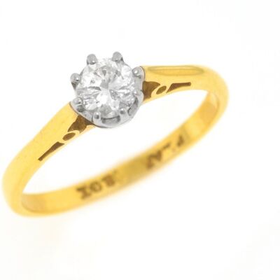 18ct Gold Ring with Platinum Setting and Diamond