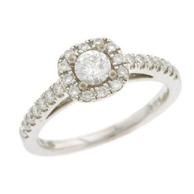 18ct white gold ring with brilliant cut diamonds.
