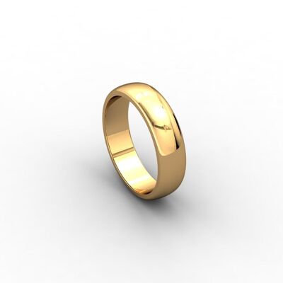 9ct yellow gold D-shaped wedding band