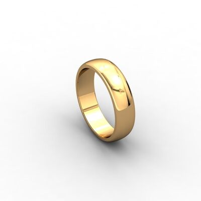 9ct yellow gold D-shaped wedding band